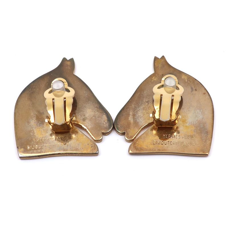Hermes Cheval Bijouterie Fantaisie Gold Plated Ladies 26.4g Earrings