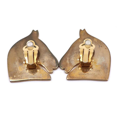 Hermes Cheval Bijouterie Fantaisie Gold Plated Ladies 26.4g Earrings