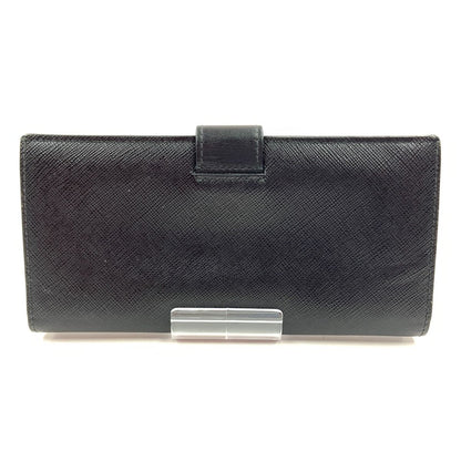 Prada Saffiano Triangle Logo Long Wallet 1mv025 Black