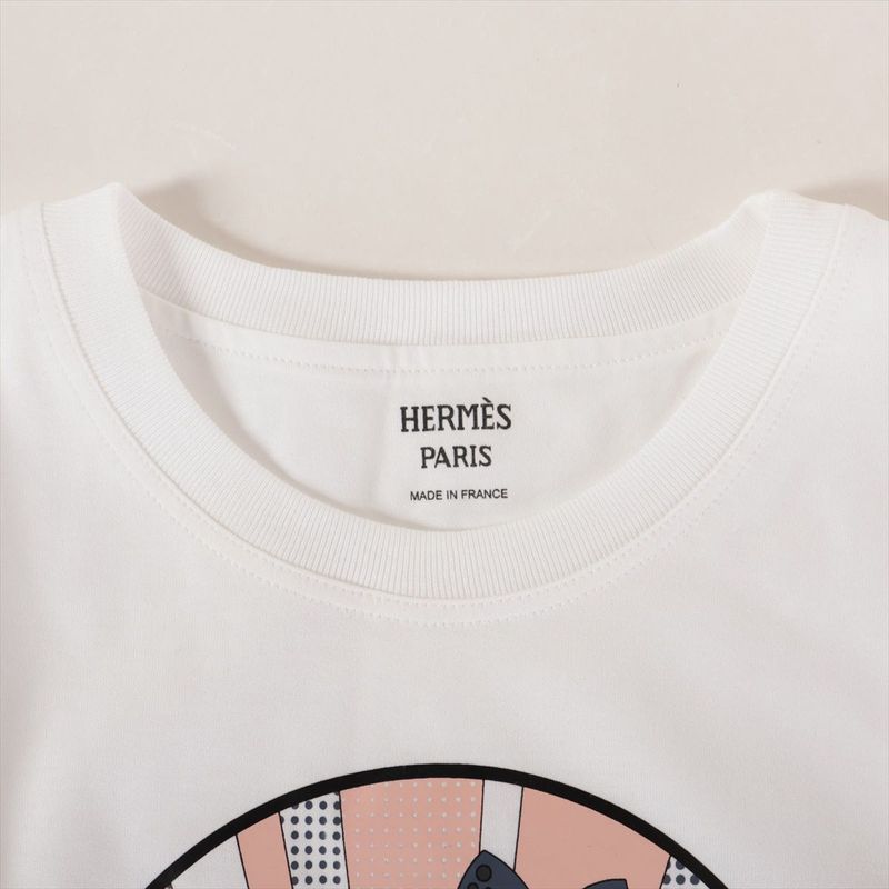 Hermes 100% Cotton T-shirt Women's 36 2e4613du White Made In France