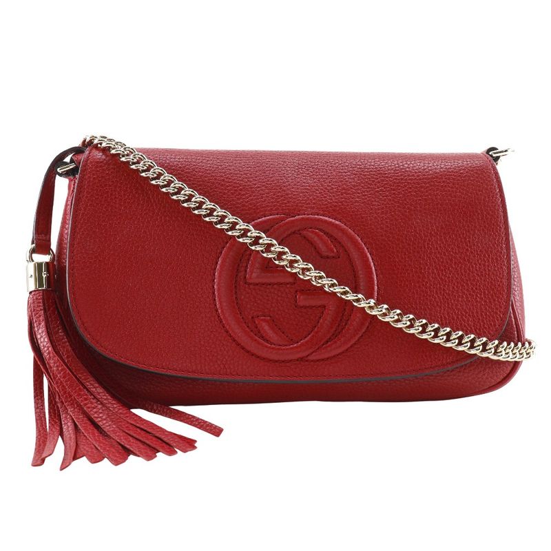 Gucci Soho Chain Shoulder Interlocking G 536224 Leather Red Ladies Shoulder Bag