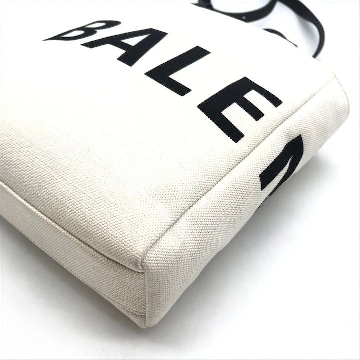 Balenciaga Everyday Tote 2-Way Canvas Leather Shoulder Bag White Black