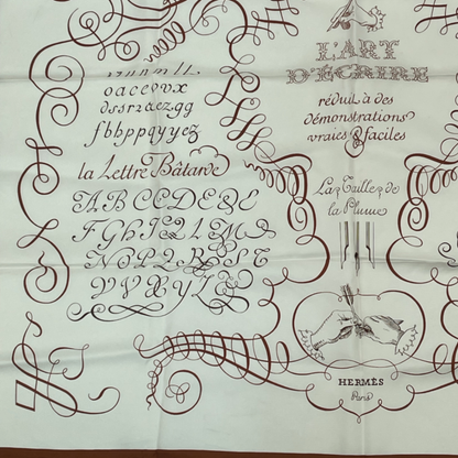 Hermes Carre 90 LART Decrire Scarf White Silk