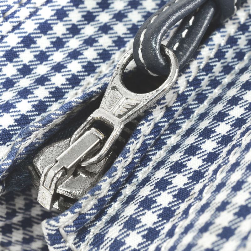 Chanel Coco Mark Matelasse Gingham Check Tote Bag Canvas Blue Silver Hardware