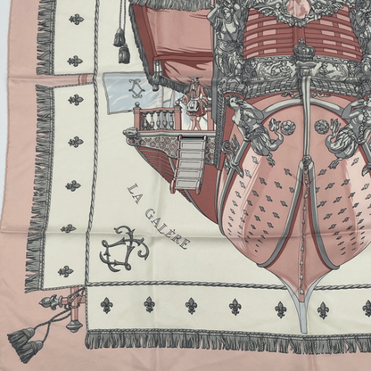 Hermes Carre 90 VUE DU Carrosse DE LA Galere LA Reale Queen's Coronation Pink