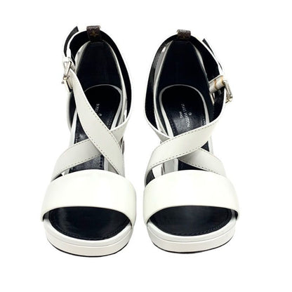 Louis Vuitton Match Make Line Monogram Sandals Shoes Leather White Brown Damier