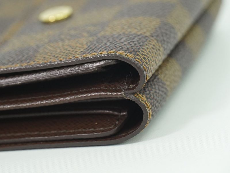 Authentic Louis Vuitton LV Portefeuille Elise Damier Ebène Fold Wallet Brown