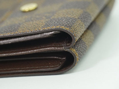 Authentic Louis Vuitton LV Portefeuille Elise Damier Ebène Fold Wallet Brown