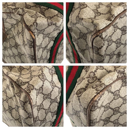 Gucci Vintage Old Gucci Sherry Line Beige GG Supreme Canvas Boston Bag Handbag