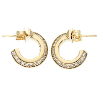 Tiffany & Co T One Hoop 18K Yellow Gold Diamond Gold Earrings Men's
