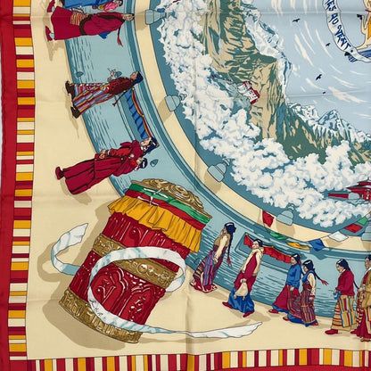 Hermes Carre 90 Prieres AU VENT Prayer In The Wind Silk Scarf Red