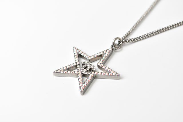 Chanel Necklace Pendant Chanel Star Motif Coco Mark CC Chrome Silver Rhinestone