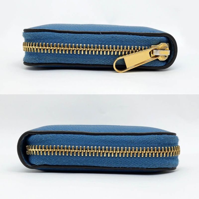 Gucci Logo Zip Around Wallet 658691 Blue - Blue Long Wallet Leather