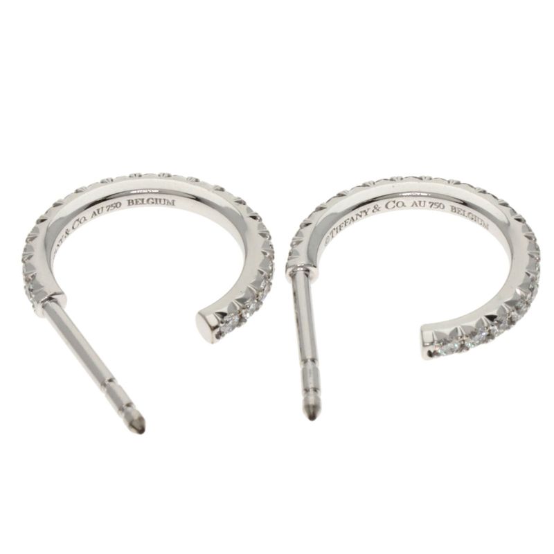 Tiffany & Co Metro Full Diamond Earrings 18K White Gold Ladies