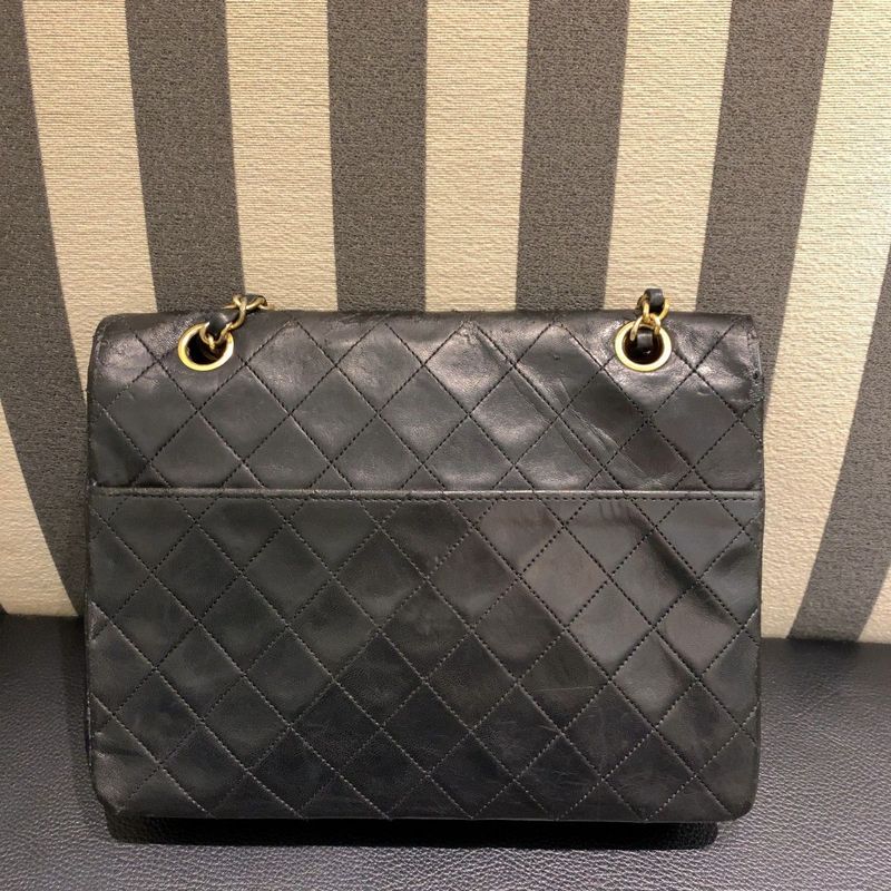 ◎ Authentic Chanel Half Moon Matelasse Chain Shoulder Bag Black Coco Mark