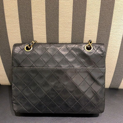 ◎ Authentic Chanel Half Moon Matelasse Chain Shoulder Bag Black Coco Mark