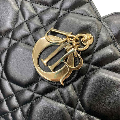 Christian DIOR Macrocannage Book Tote Medium 2way Shoulder Bag Leather 90291006