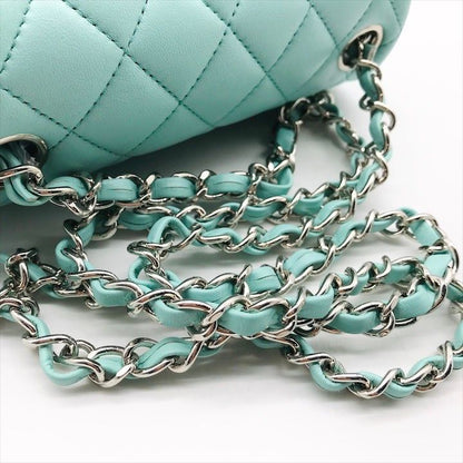 Chanel CC Logo Turnlock Lambskin Mini Quilted Chain Shoulder Bag Blue