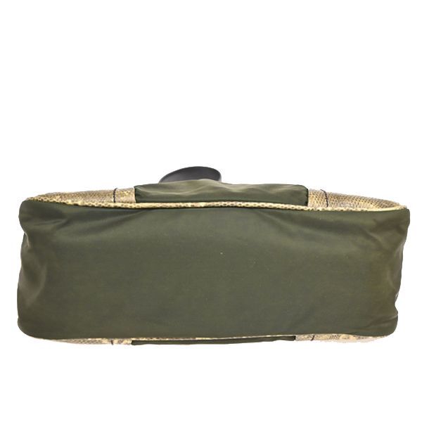 Prada Hand Shoulder Bag Khaki Nylon Leather 67bs306