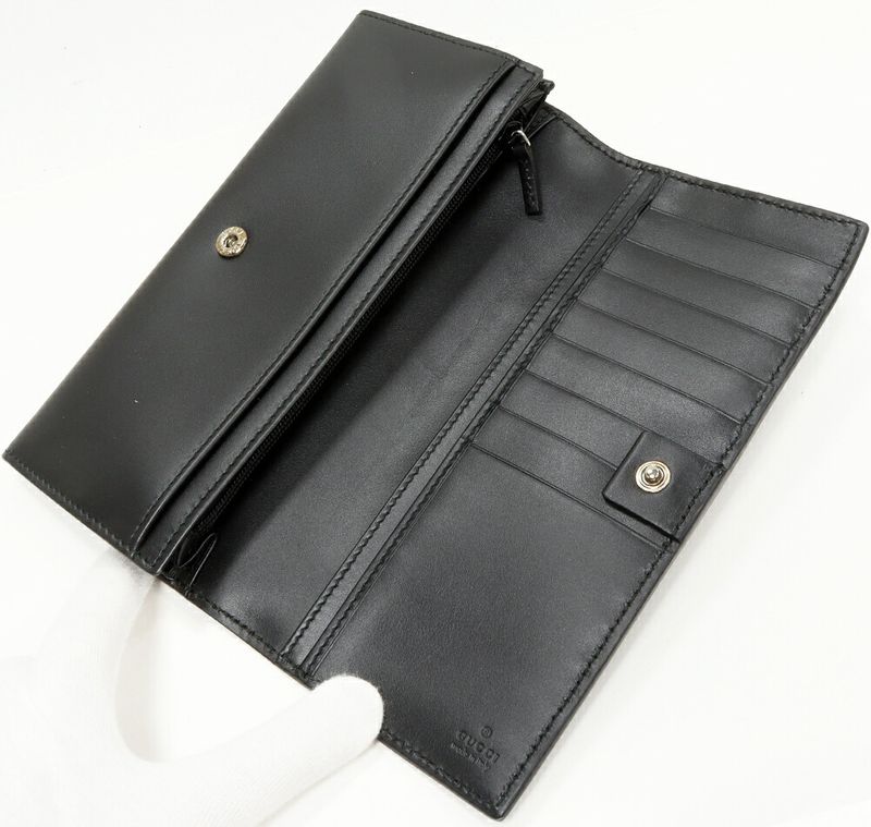 Gucci Long Zipper Wallet With Coin Purse Ggguccissima Calfskin Black 408837