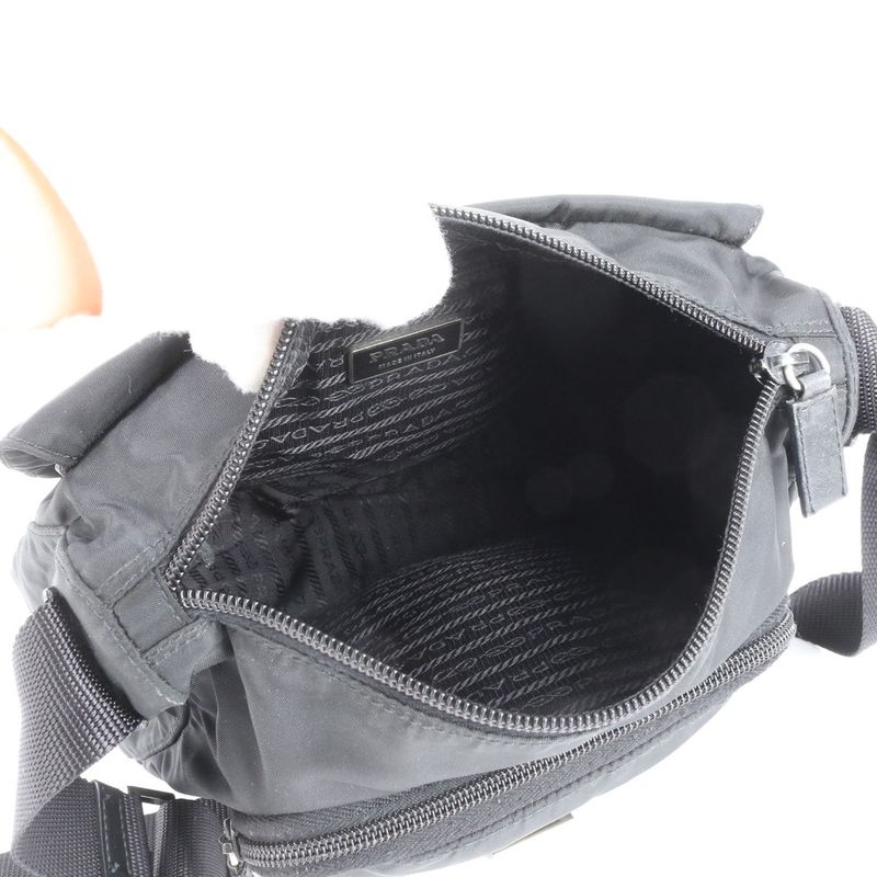 Prada Tessuto Nylon Triangle Logo Leather Shoulder Bag Crossbody Messenger