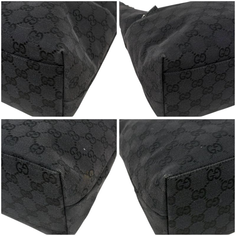 Gucci One Shoulder Bag GG Canvas Black Hobo Soho