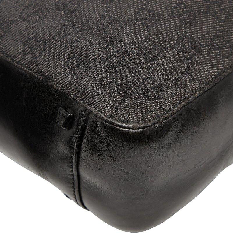 Gucci GG Canvas Tote Handbag 1019220 Black Canvas Leather Ladies Gucci