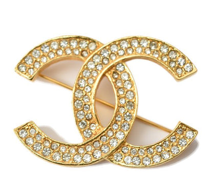 Chanel Brooch Pin Brooch Coco Mark Rhinestone Gold