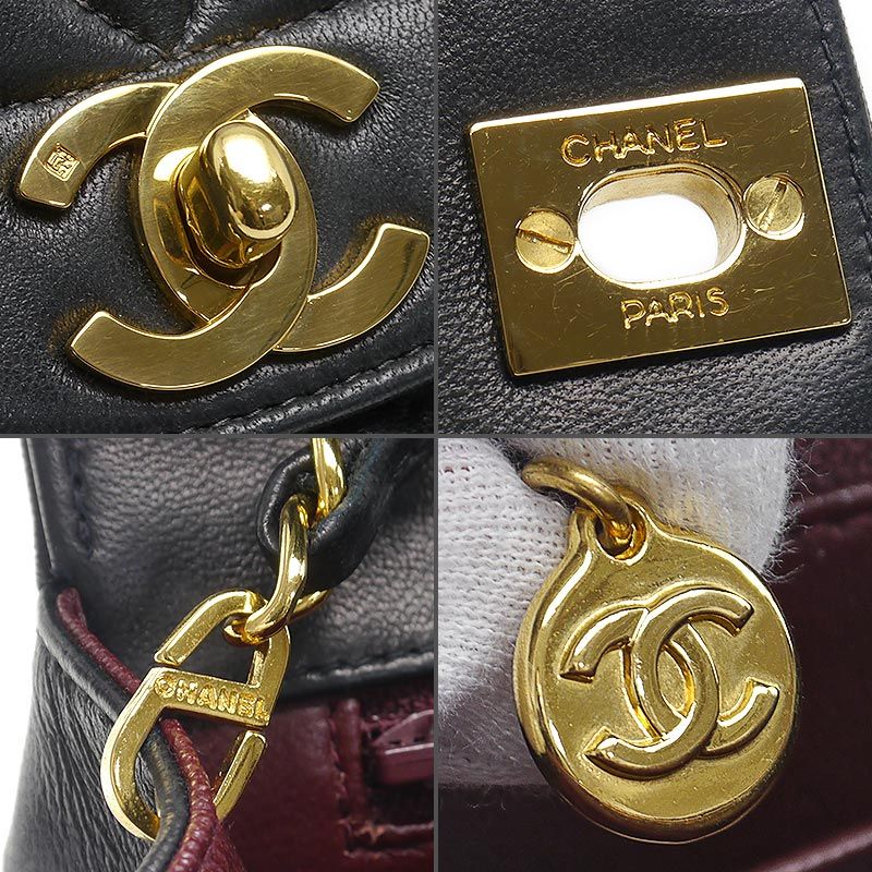 Chanel Matelasse Chain Shoulder Bag Diana Flap 22 Black