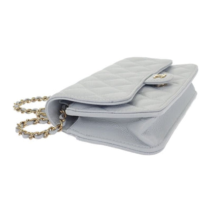 Chanel Flap Phone Case Ap3744 Shoulder Bag Grained Calfskin Light Blue Gold