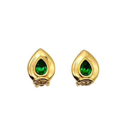 Christian DIOR Earring Vintage Rhinestone Green