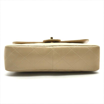 Chanel CC Logo Quilted Lambskin Straight Flap Beige Chain Shoulder Bag