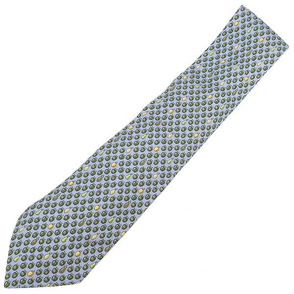 Hermes Necktie Apple Fruit 9cm (3.54in) Silk Blue and Green Blue Light Blue All