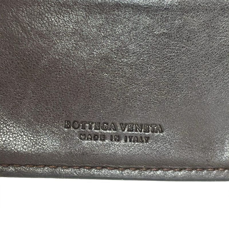 Bottega Veneta Bifold Wallet Intrecciato 114074 Dark Brown Round Zipper Leather