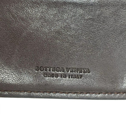 Bottega Veneta Bifold Wallet Intrecciato 114074 Dark Brown Round Zipper Leather