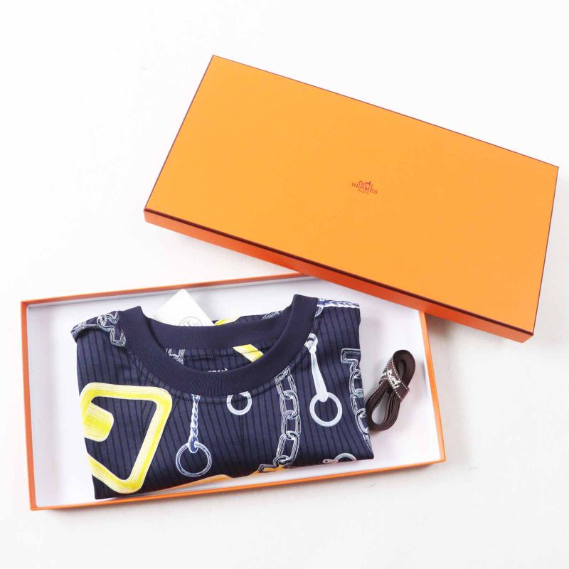 Hermes 24SS 4h4641dh Kaleidoscope Effect Cotton Short Sleeve T-shirt Navy 34