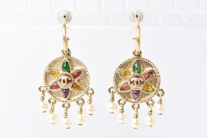Chanel Earrings Chanel Earrings CC Mark Faux Pearl Gold Multicolor