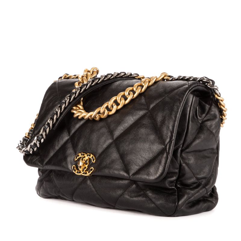 Chanel Classic 19 Flap Black Matelasse Calfskin A