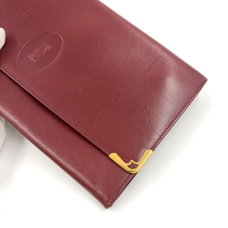 Cartier Mustline Leather Bordeaux Clutch Bag Gold 7 318 4 155