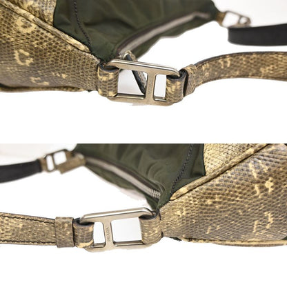 Prada Hand Shoulder Bag Khaki Nylon Leather 67bs306