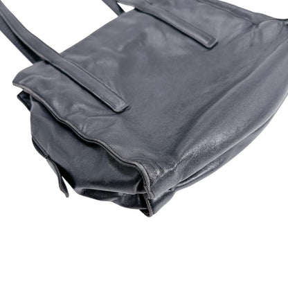 Prada Tote Bag Logo Shape Pressed Black
