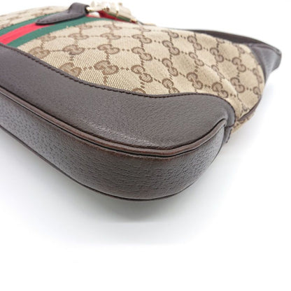 Gucci Hobo New Jackie Sherry Line GG Canvas Handbag Leather Beige Brown