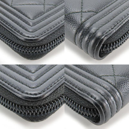 Chanel Coin Case Boy Chanel Round Zipper Caviar Skin Black Gold Hardware 23rd