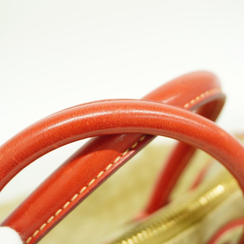 Celine Handbag Macadam PVC Beige Red Gold Hardware Women