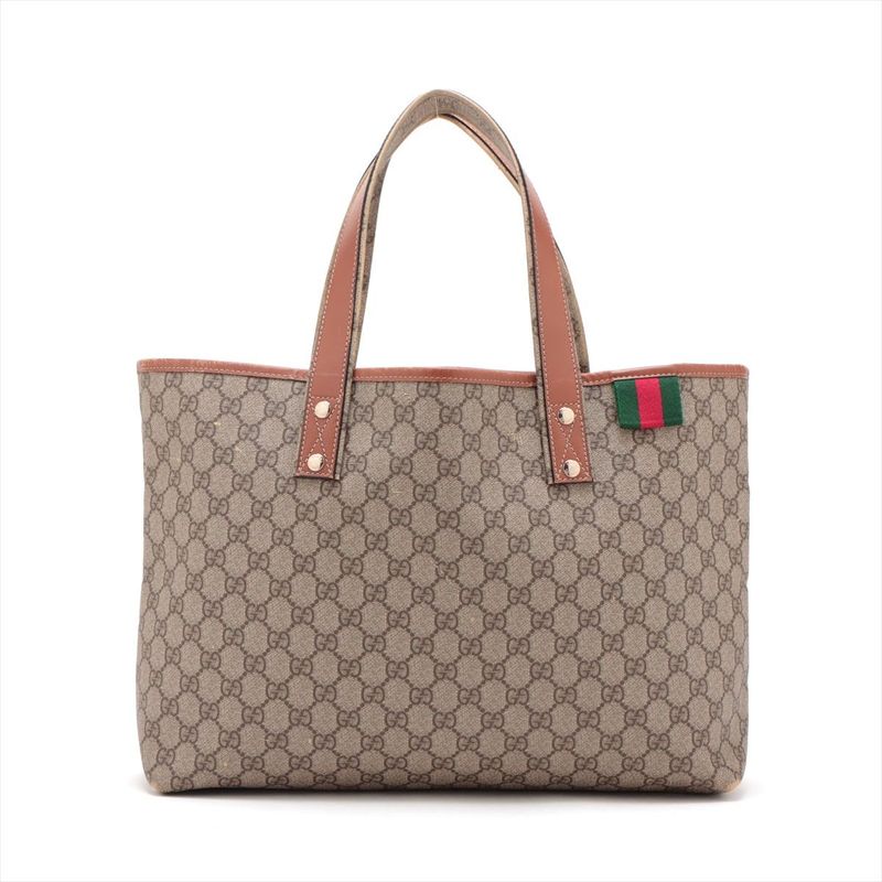Gucci GG Supreme Tote Bag 211134 Unisex Brown Made In Italy