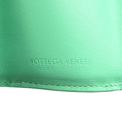 Bottega Veneta Intrecciato Compact Wallet Calf Silver Hardware Green Trifold