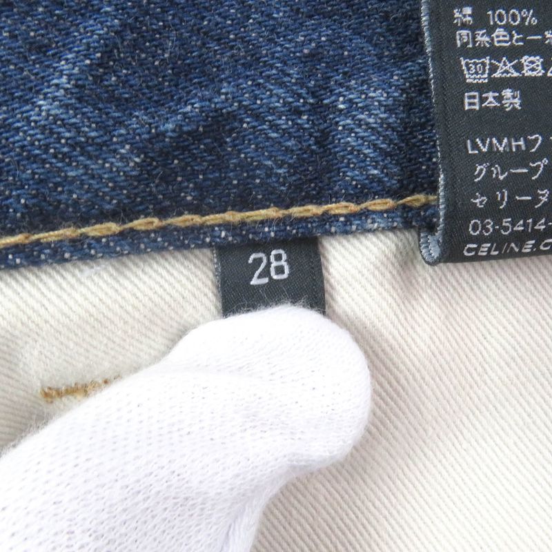 Celine N799365m07du Button Fly Cut-off Denim Pants Jeans Indigo Blue 28 Made In
