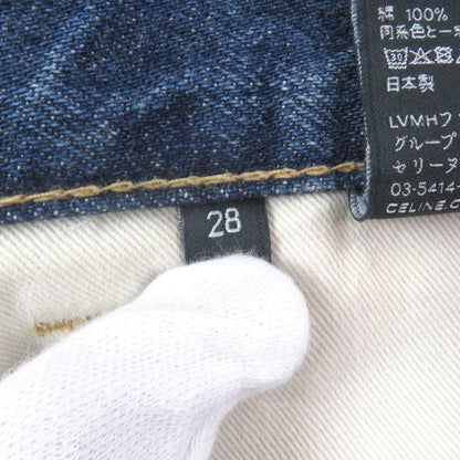 Celine N799365m07du Button Fly Cut-off Denim Pants Jeans Indigo Blue 28 Made In