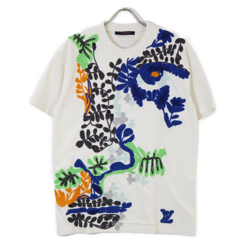 Louis Vuitton White Rm232 NPL Hpy84w LV Embroidered Inverted Logo T-shirt S