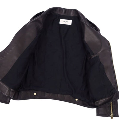 Celine Jacket 22AW Leather Jacket Biker Jacket Double Riders Lambleather